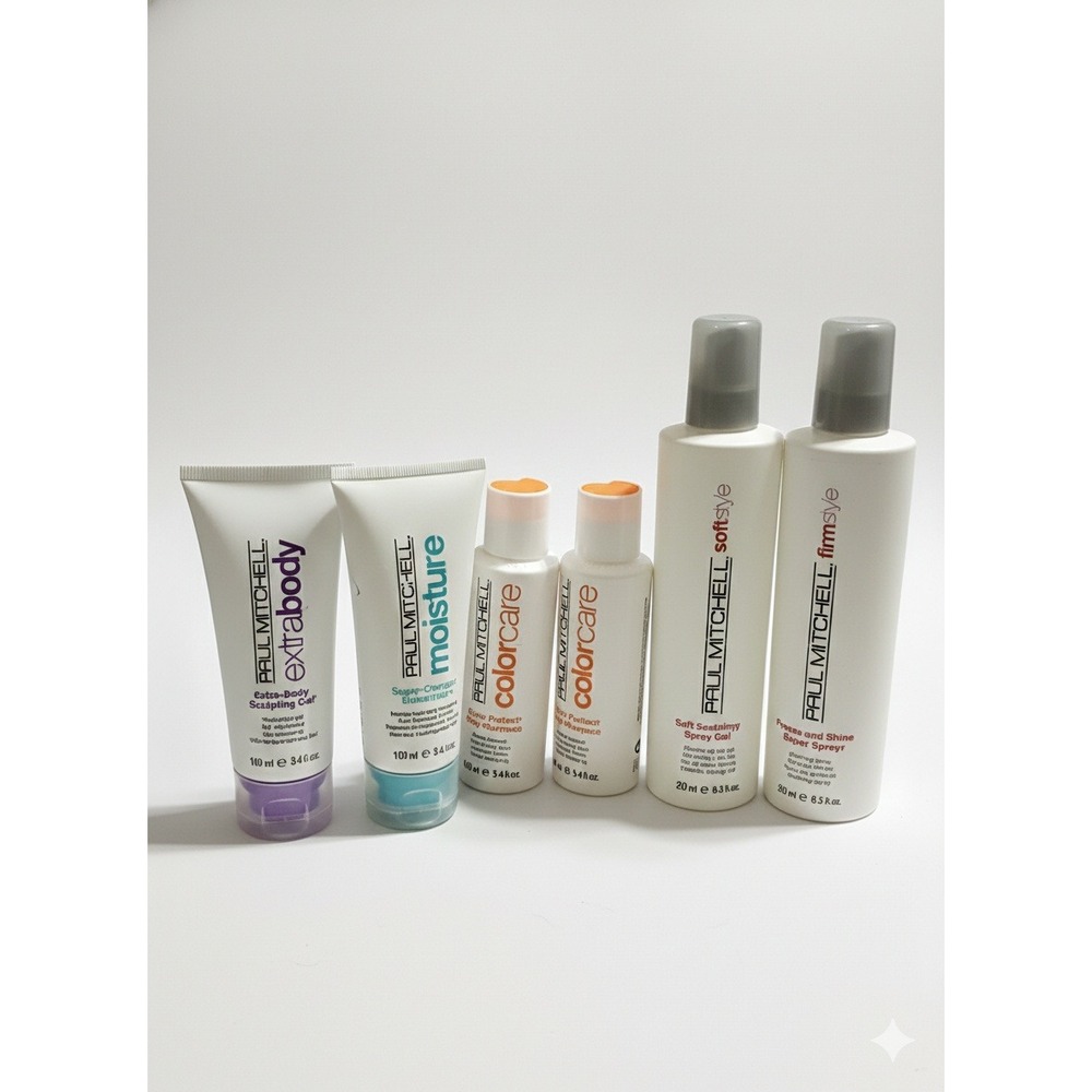 Paul Mitchell Hair Care DELUXE Lot - 6 Pc Set Sculpting Gel Shine Spray Shampoo